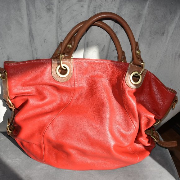 Italian Designer Leather Red Bag - Picture 1 of 5